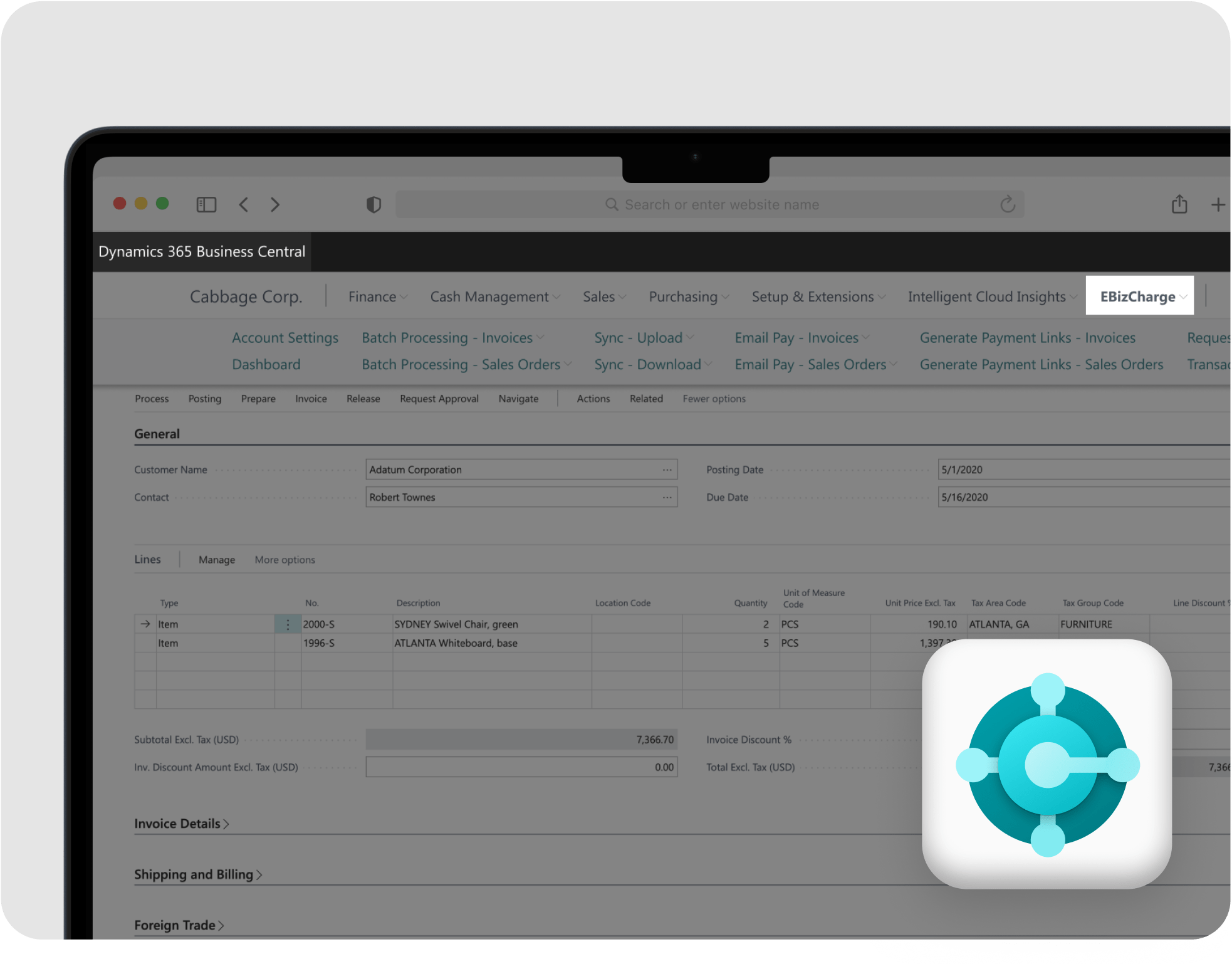 Accept and manage payments inside Microsoft Dynamics 365 BC