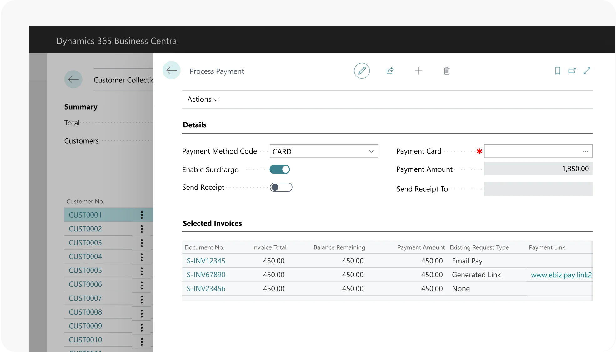 Running a transactions with a credit card inside D365 Business Central