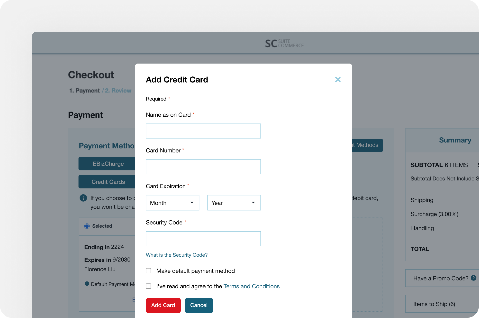 Securely store and manage customer payment details for future orders suitecommerce