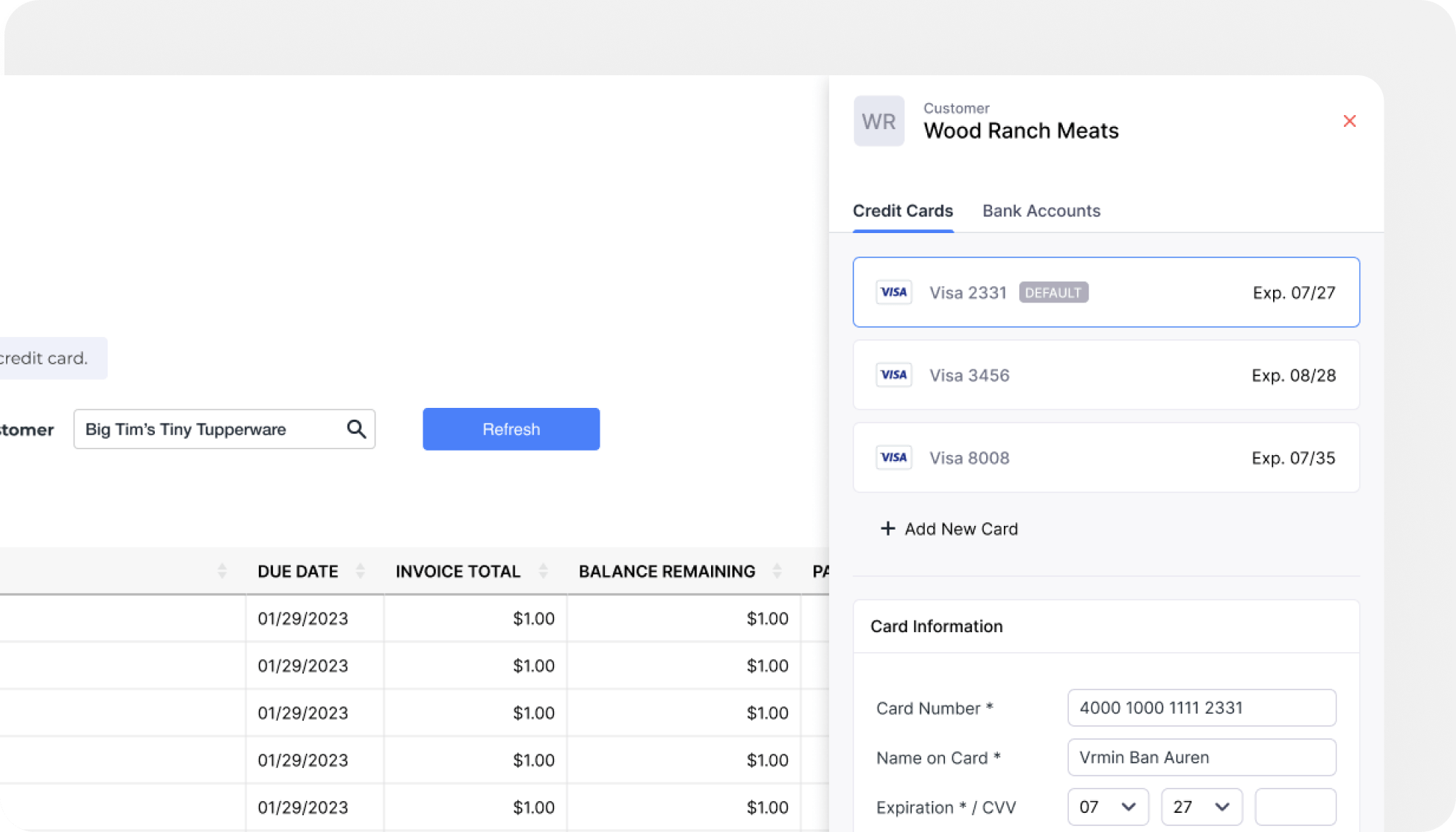 Zoho Securely manage customer payment methods