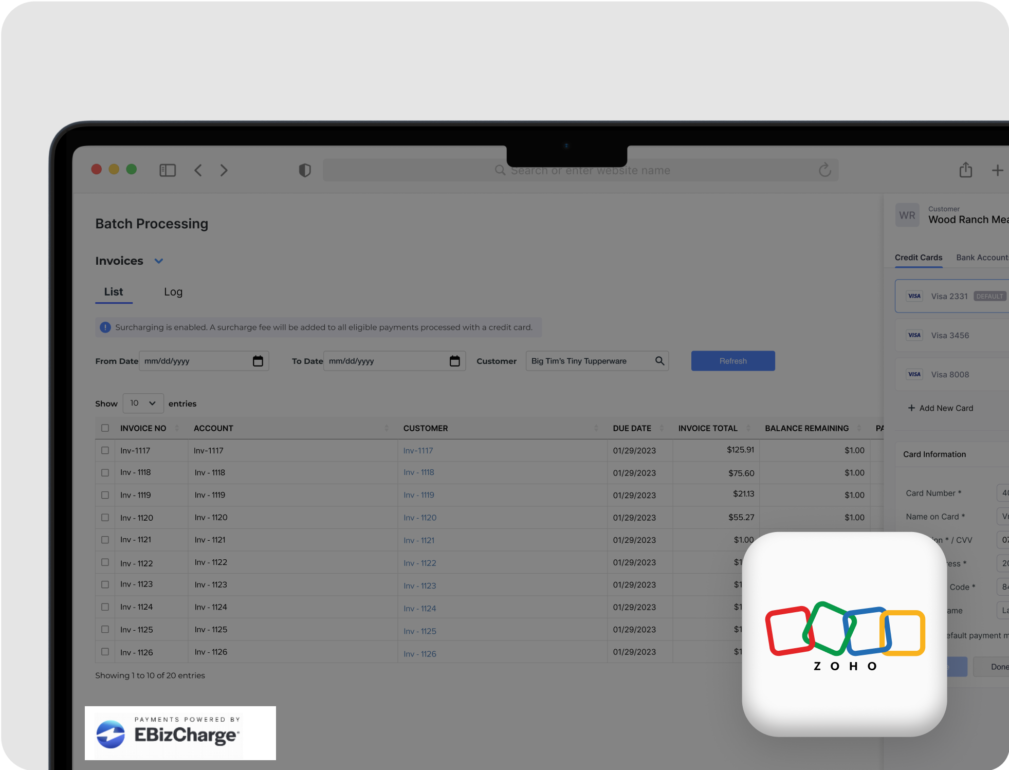 Zoho payment processing