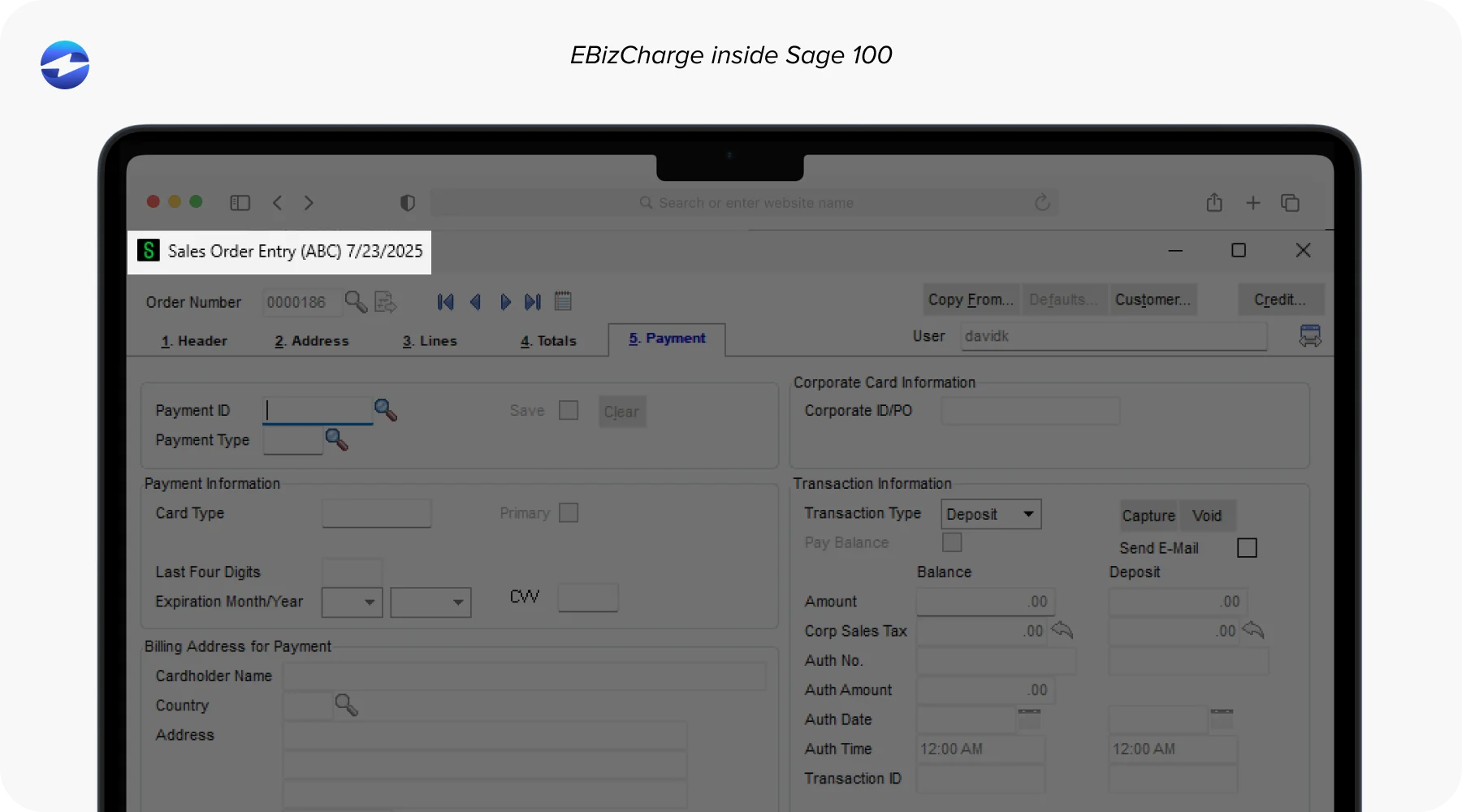 ebizcharge in sage 100
