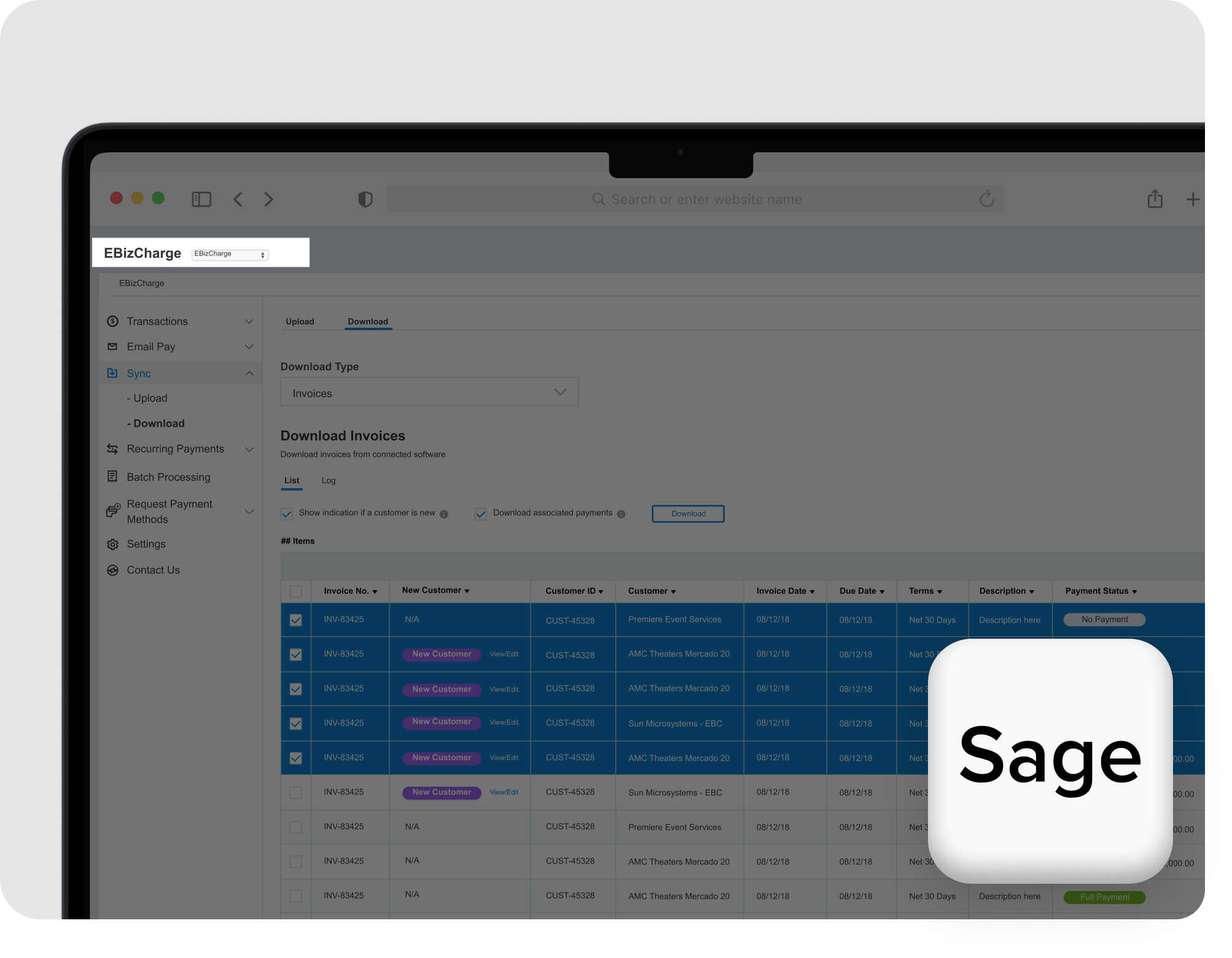 Accept and manage payments inside Sage Intacct
