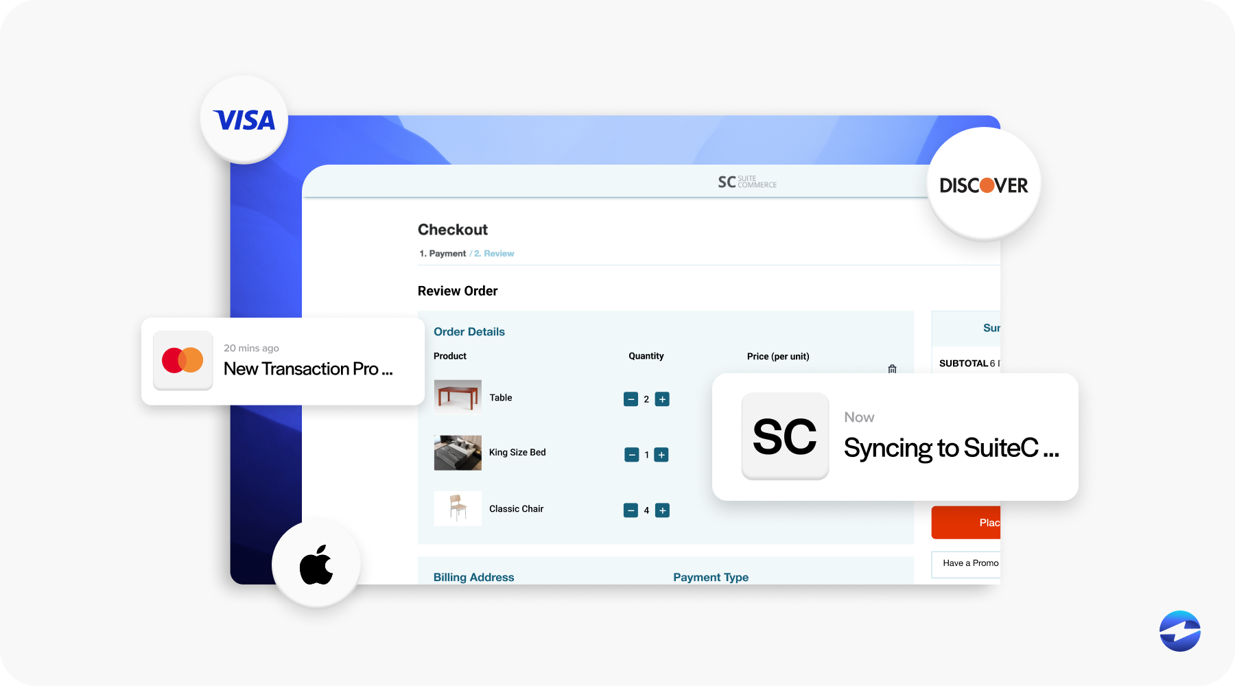 EBizCharge SuiteCommerce payment dashboard