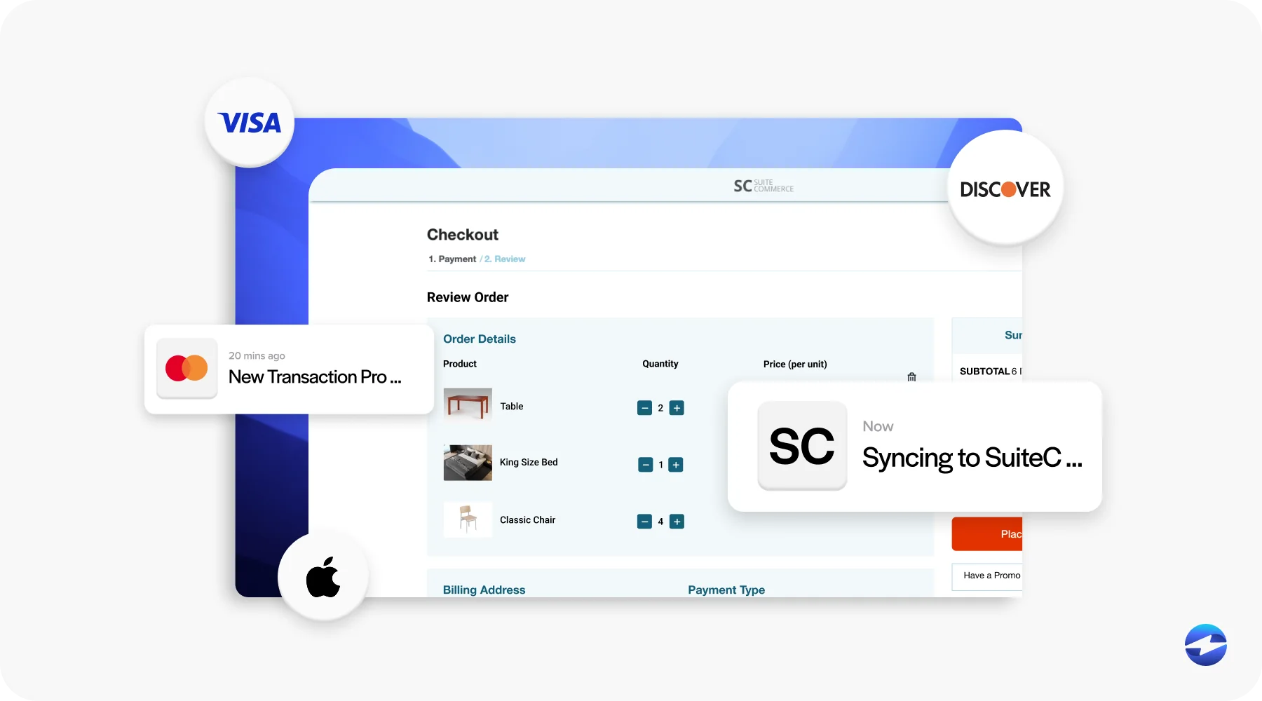 EBizCharge SuiteCommerce payment dashboard