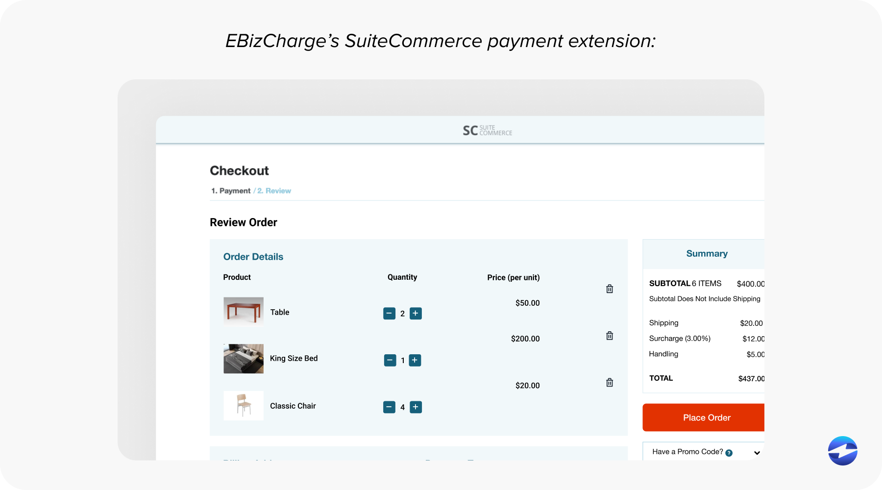 EBizCharge's SuiteCommerce payment extension