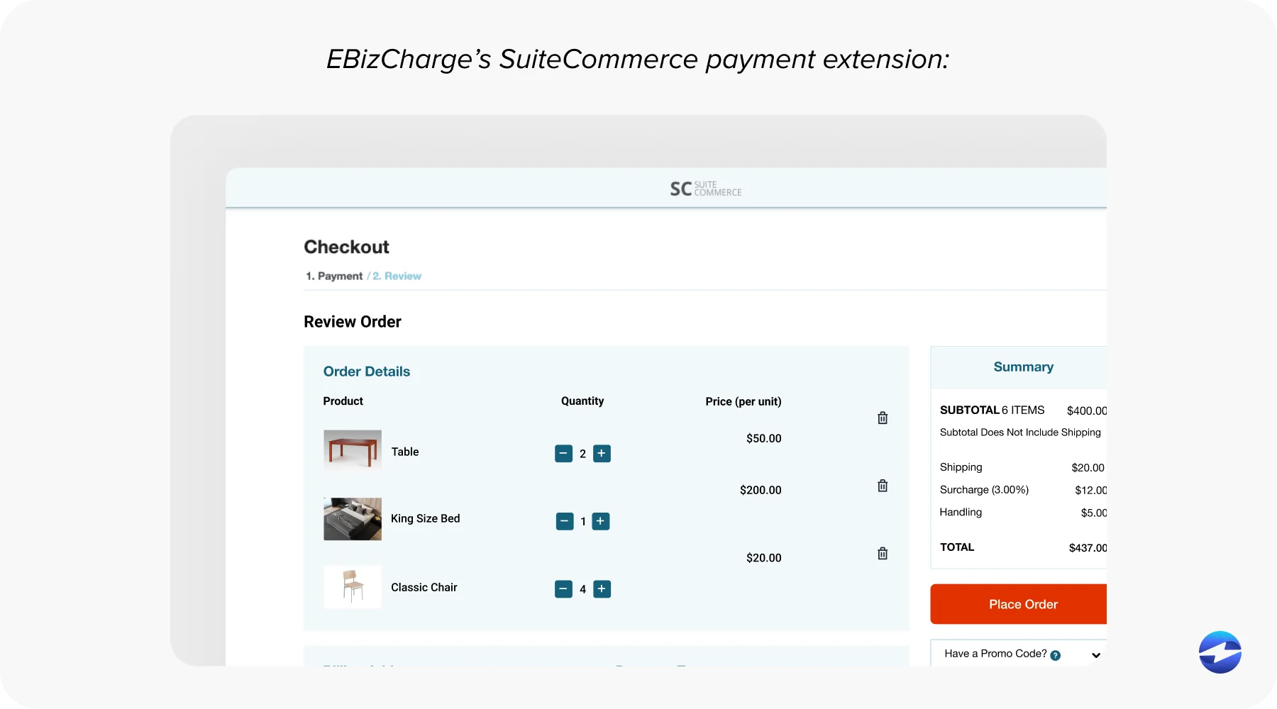 EBizCharge’s SuiteCommerce payment extension