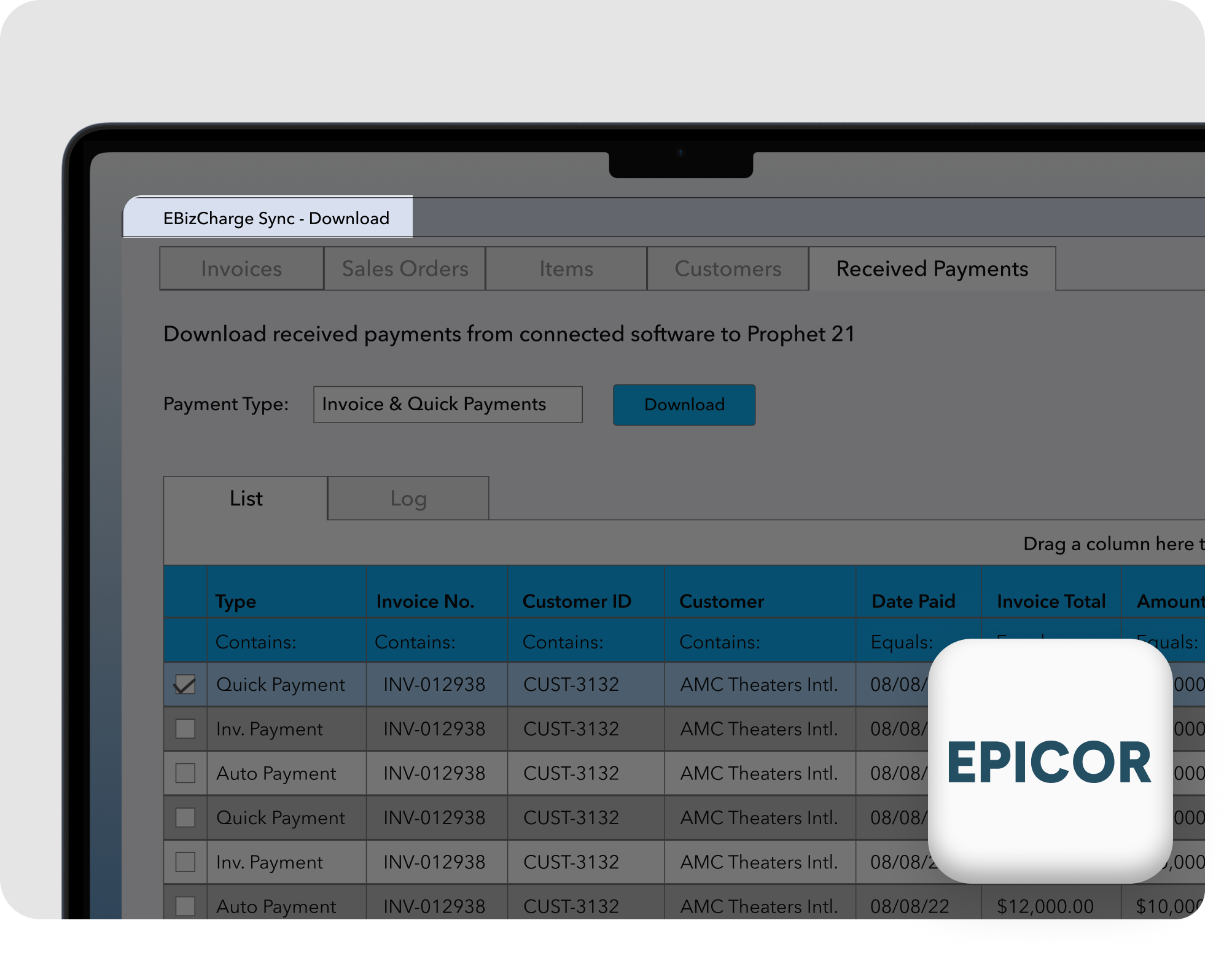 Accept and manage payments inside Epicor