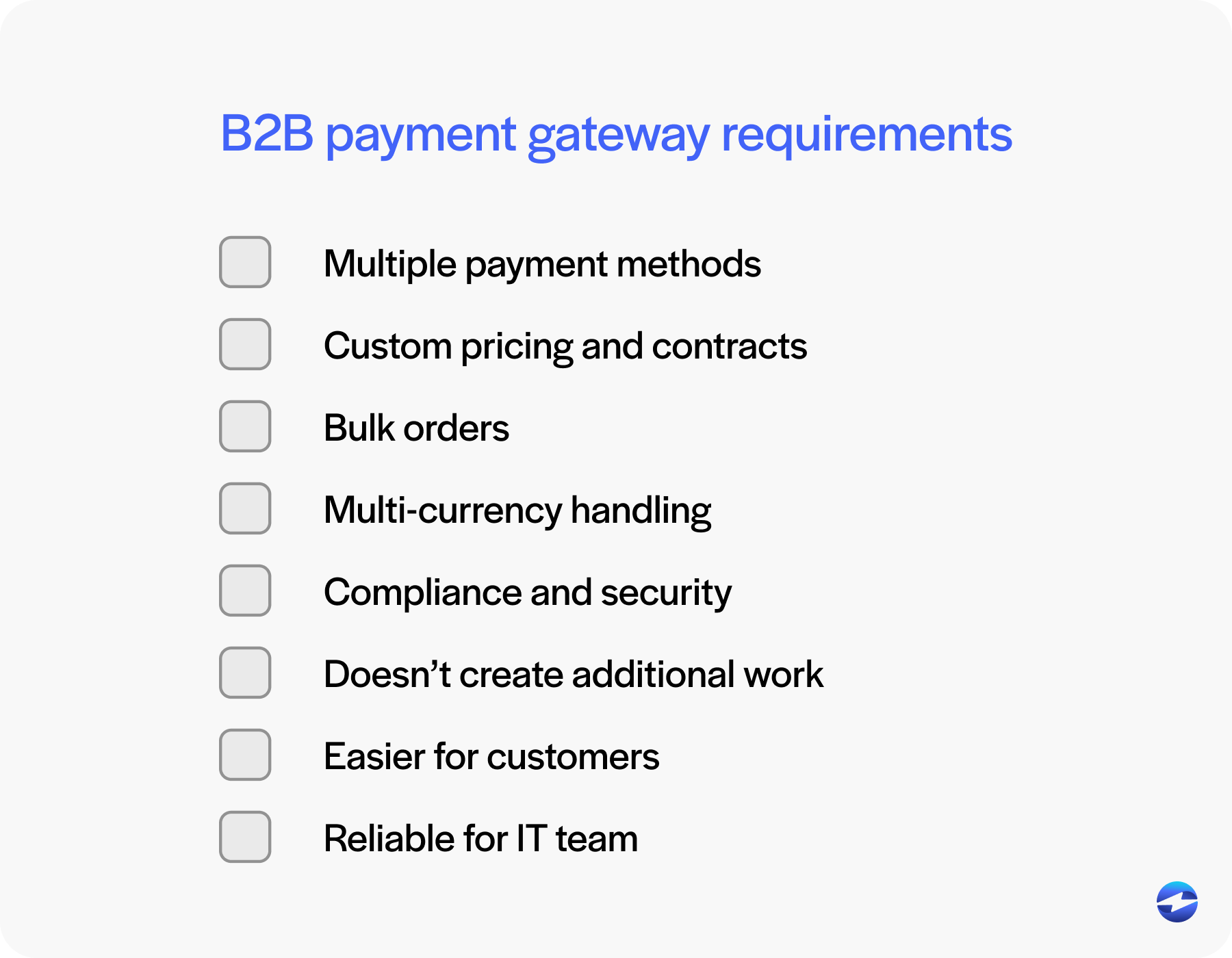 B2B payment gateway requirements