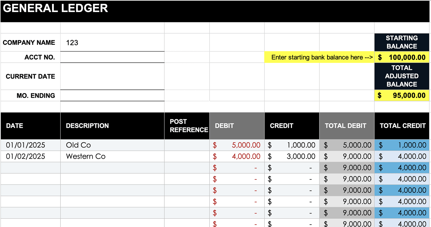 Free General Ledger template preview