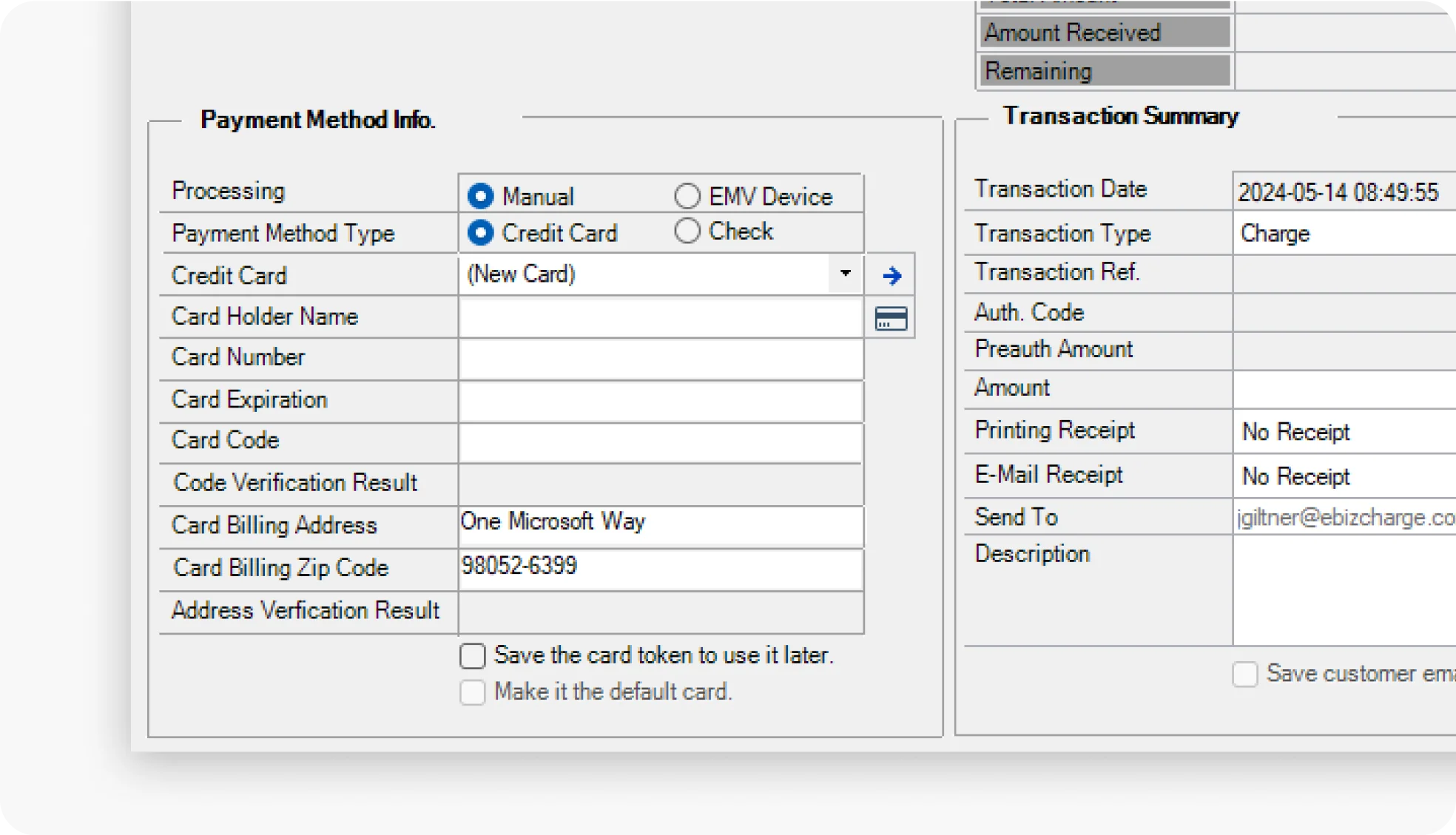 Running a credit card transaction inside Microsoft Dynamics GP