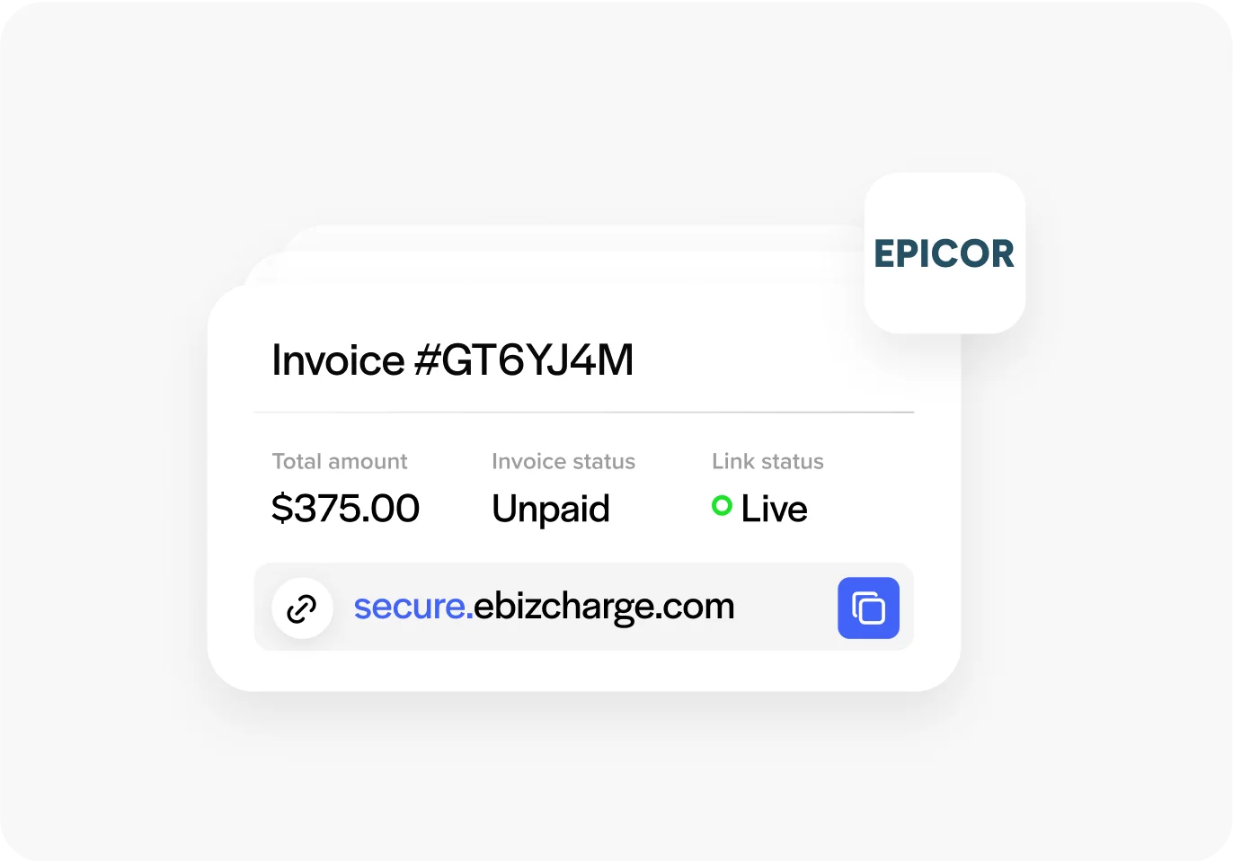 Send invoices from Epicor and get paid online