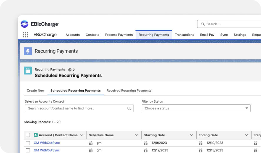 Set up recurring billing cycle Set up recurring billing cycle
