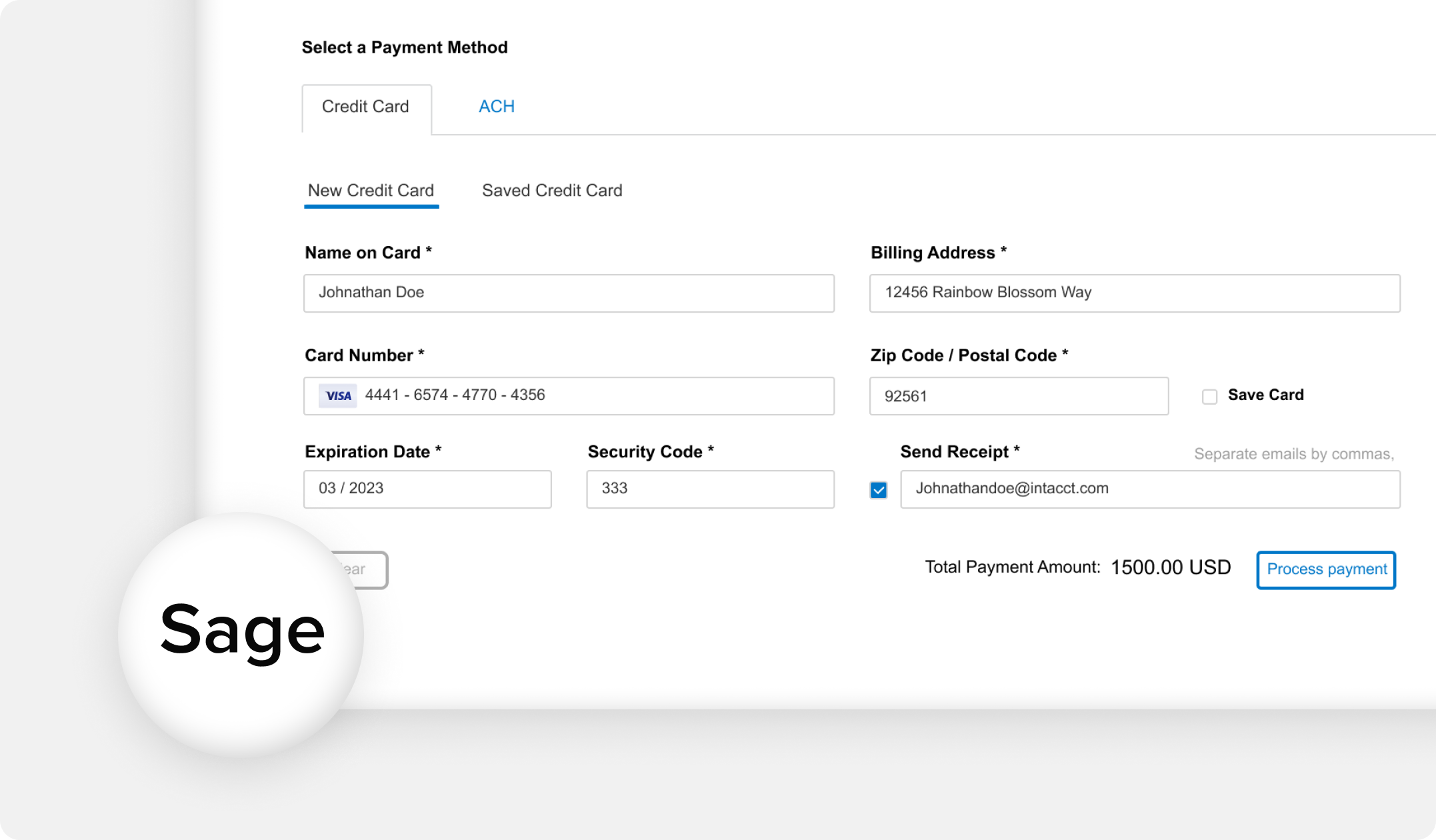Accept payments directly in Sage Intacct