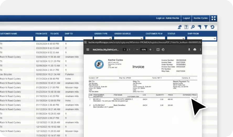 Send and also view customer invoices