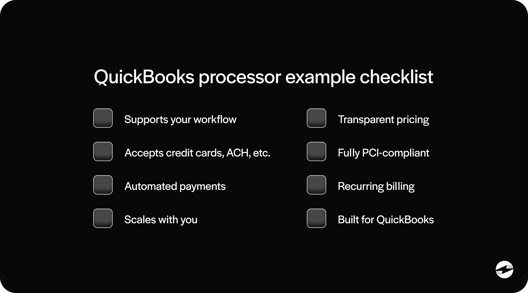 QuickBooks processor example checklist