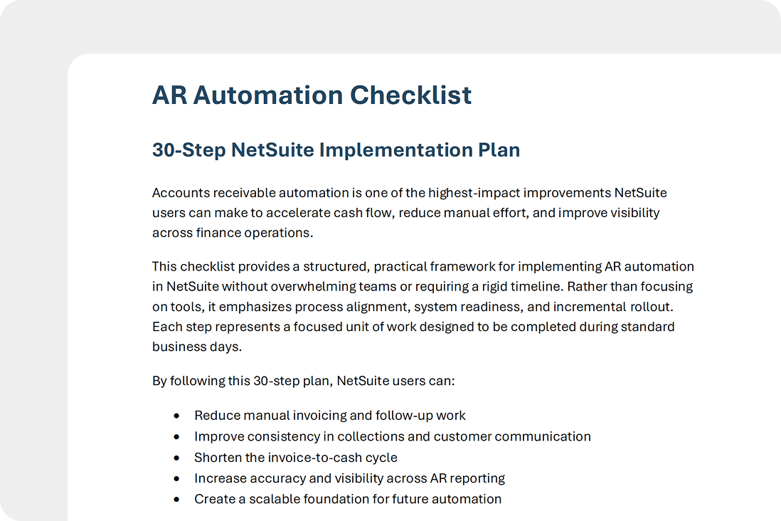 NetSuite AR automation checklist NetSuite AR automation checklist