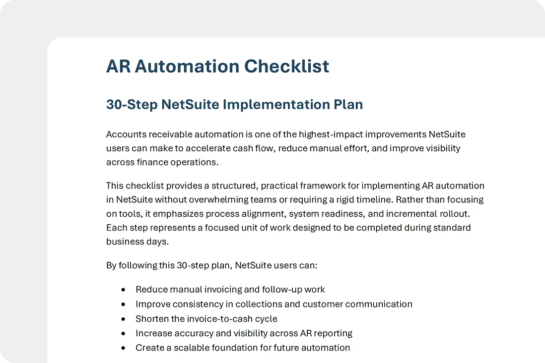 NetSuite AR automation checklist