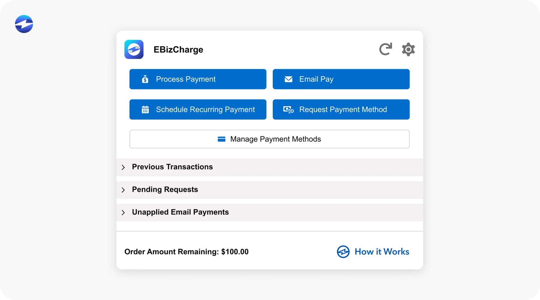 EBizCharge payment processing inside salesforce