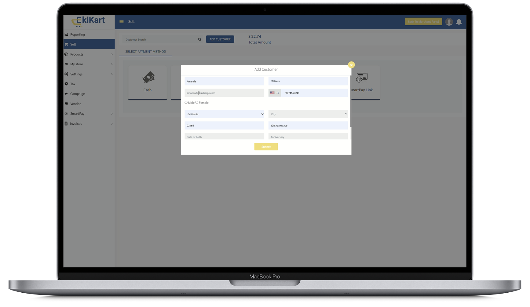 EKiKart POS Payment Processing integration