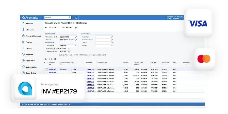 Embed payments in Acumatica