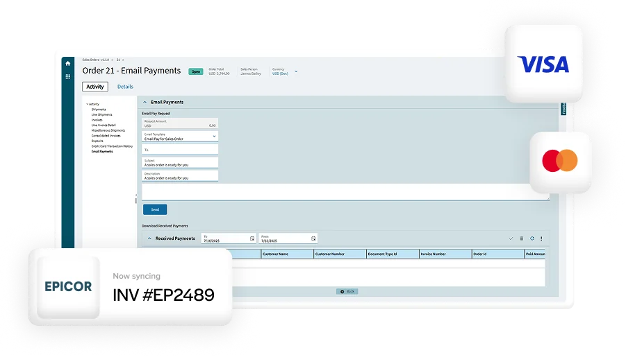 Embed payments in Epicor systems
