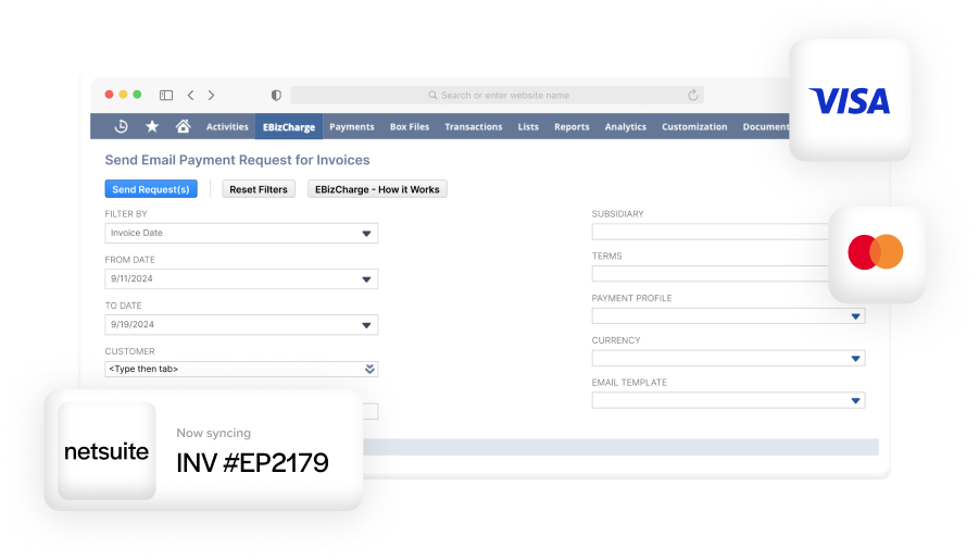 Embed payments within NetSuite ERP