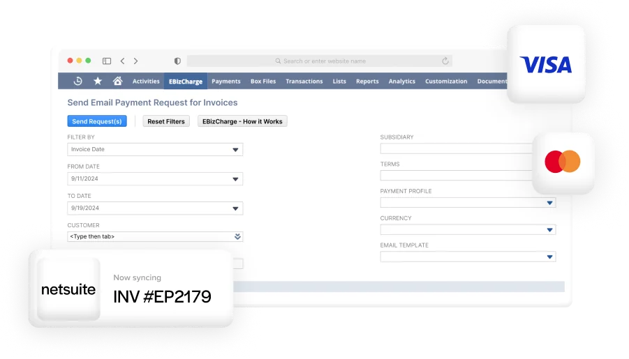 Embed payments within NetSuite ERP