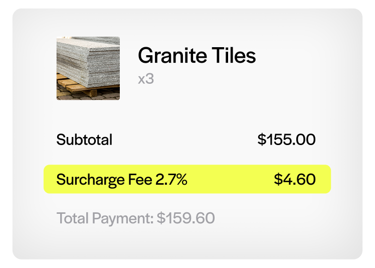 Pass payment fees to customers