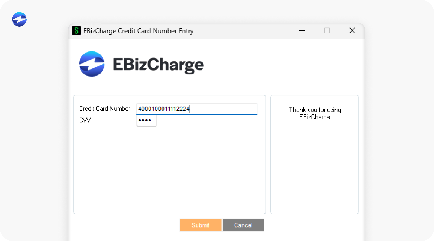EBizCharge sage credit card processing