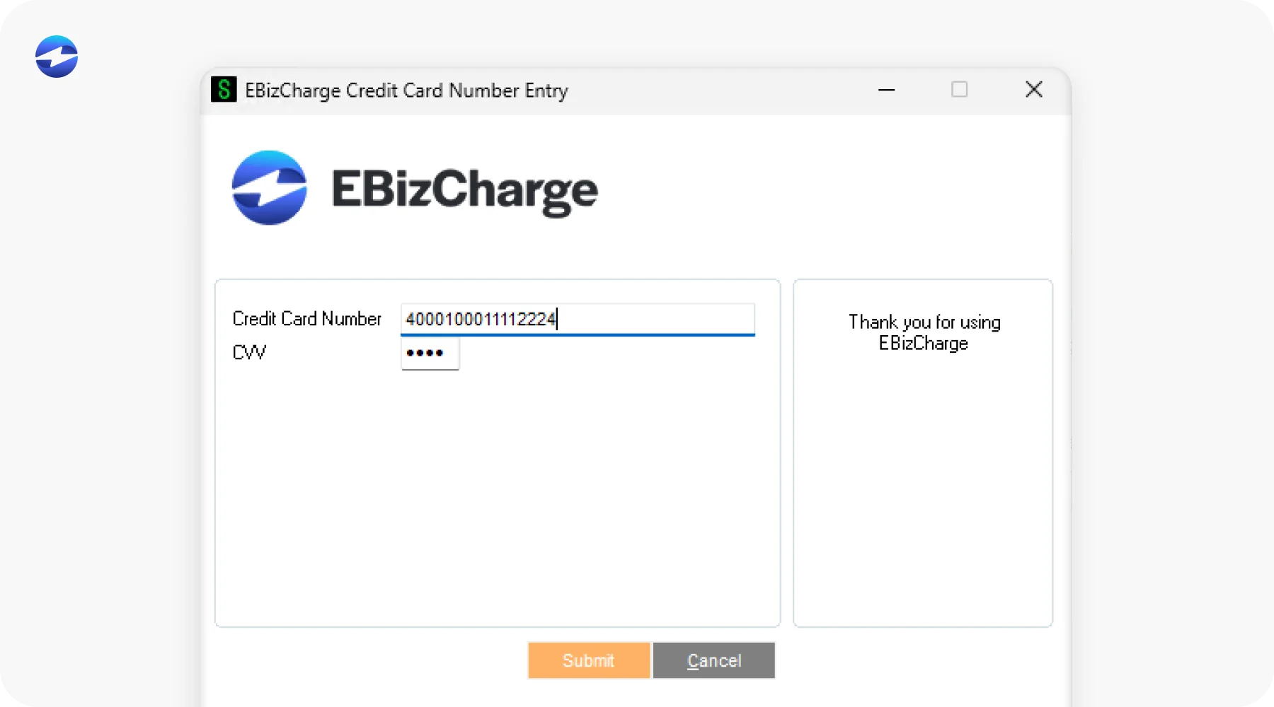 EBizCharge sage credit card processing