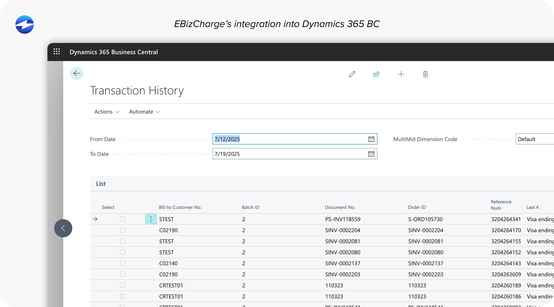 EBizCharge’s integration into Dynamics 365 BC