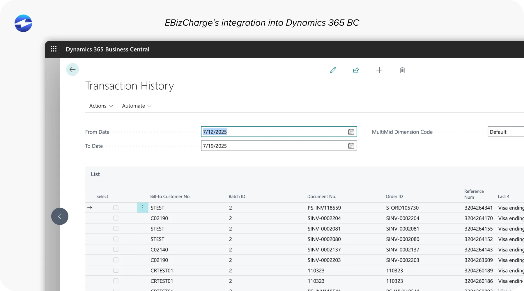 EBizCharge’s integration into Dynamics 365 BC