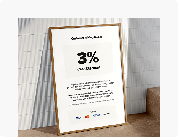 Parent page cash discount sign template preview