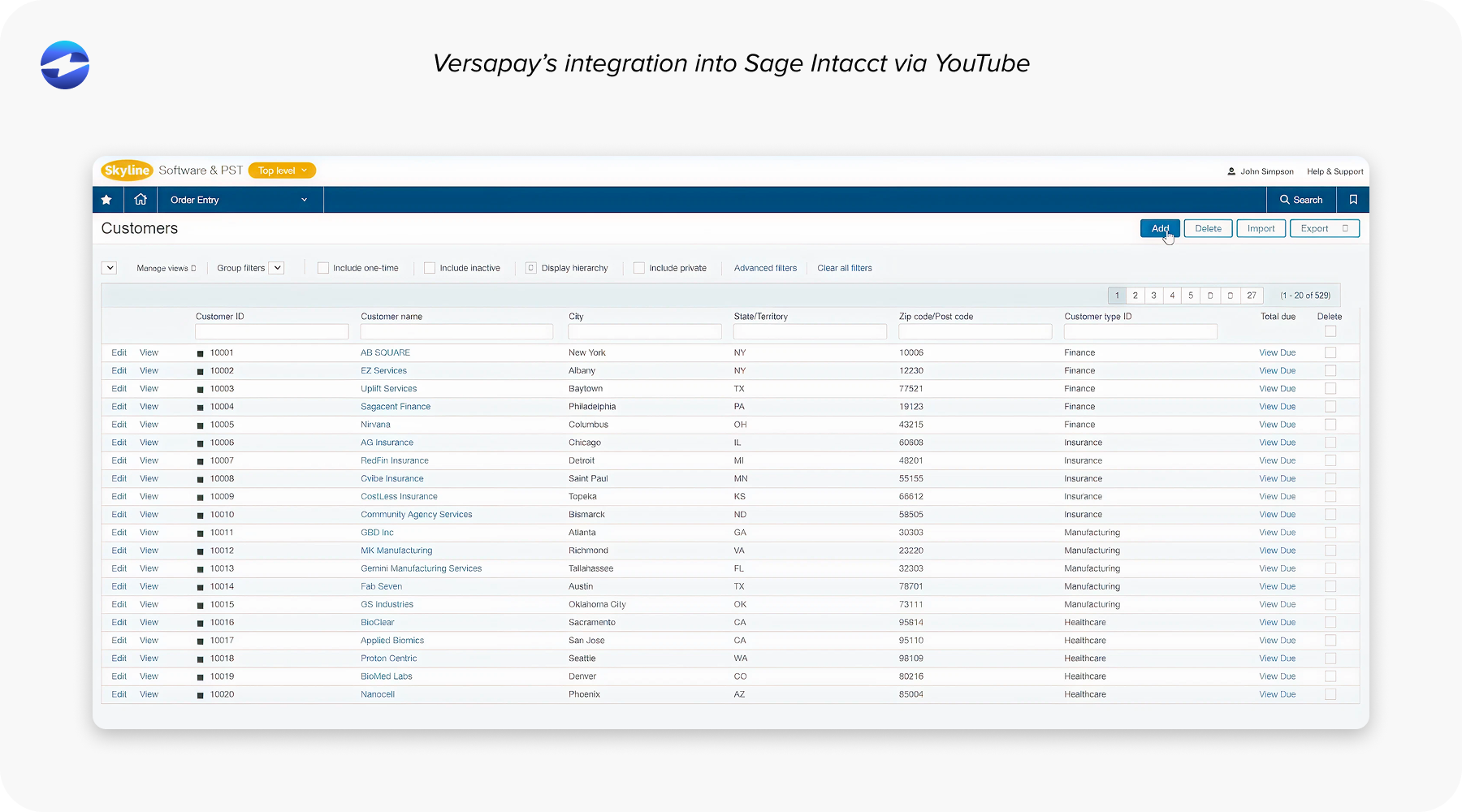 Versapay’s integration into Sage Intacct via YouTube