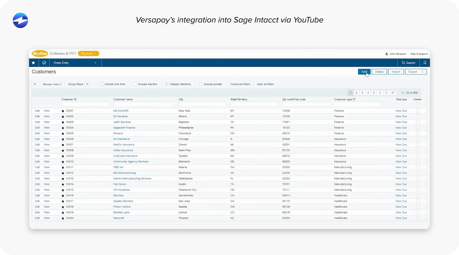 Versapay’s integration into Sage Intacct via YouTube