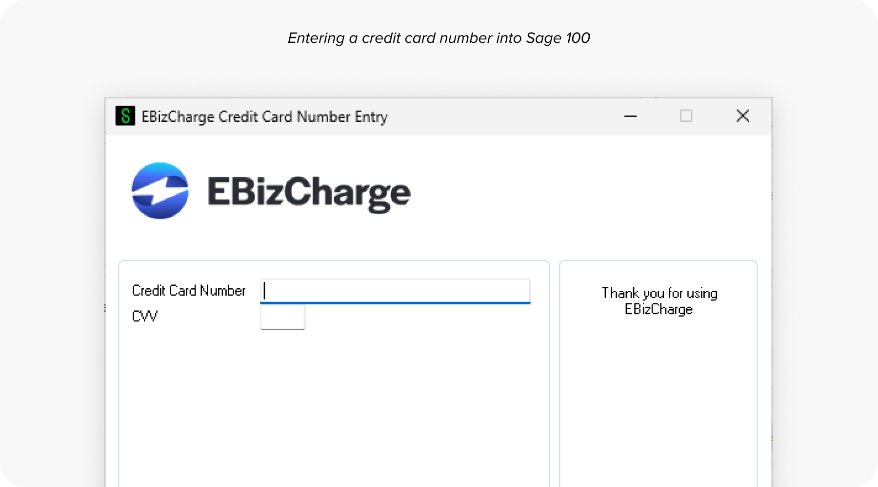 EBizCharge working inside Sage 100