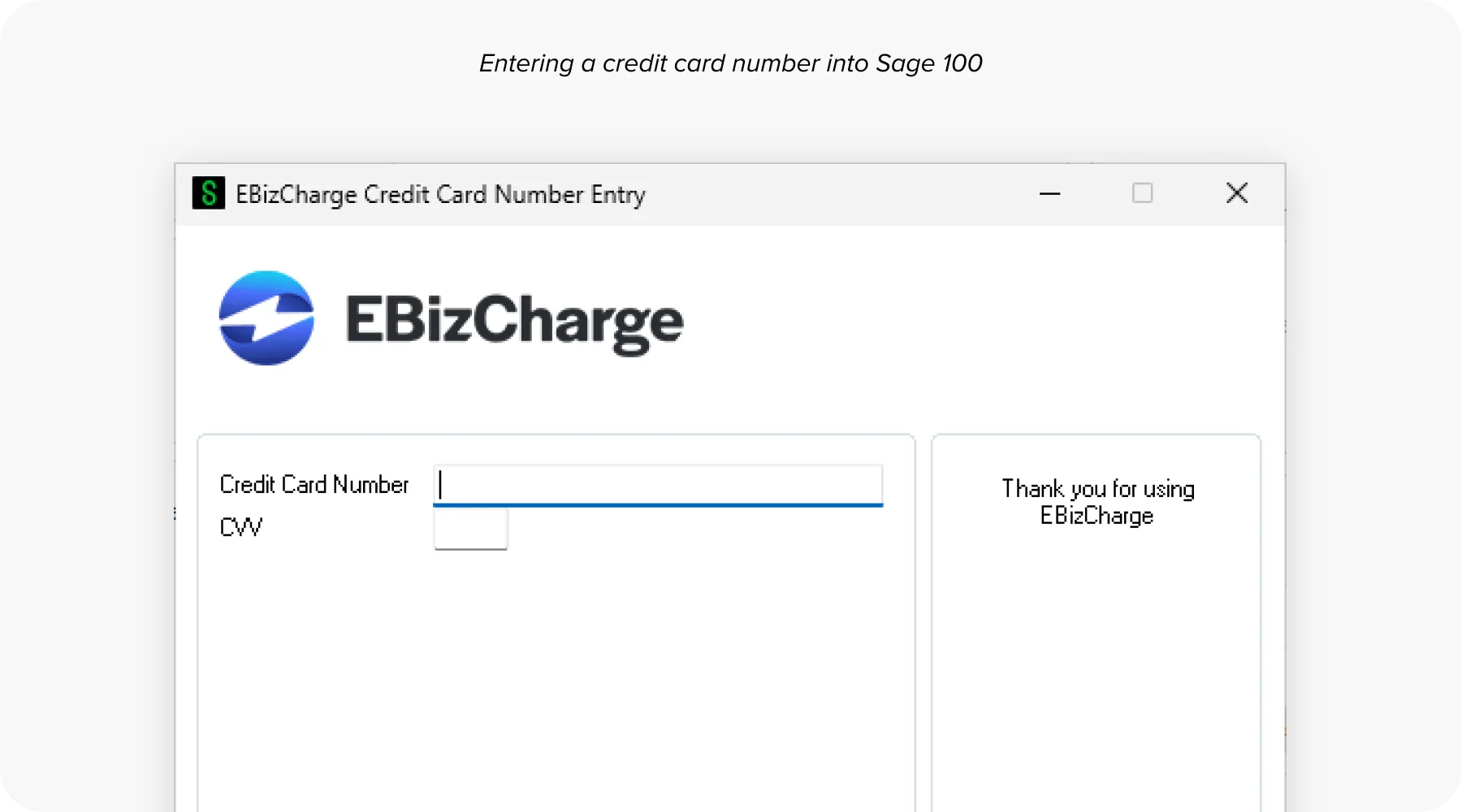 EBizCharge working inside Sage 100