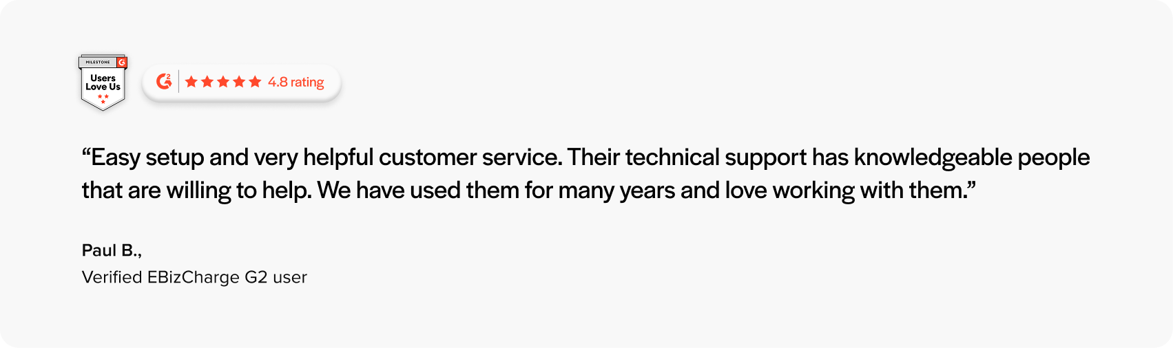 EBizCharge has easy setup and very helpful customer service