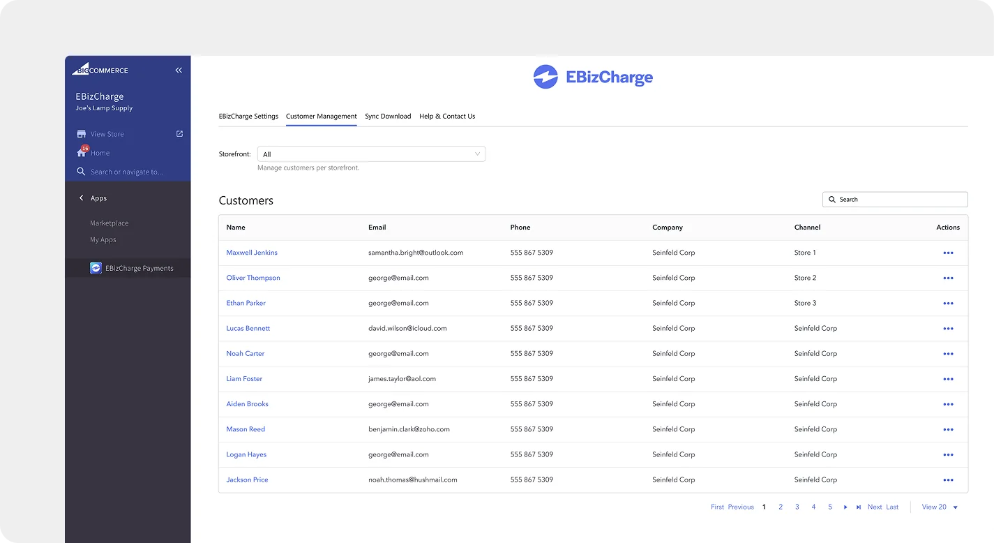 BigCommerce dashboard