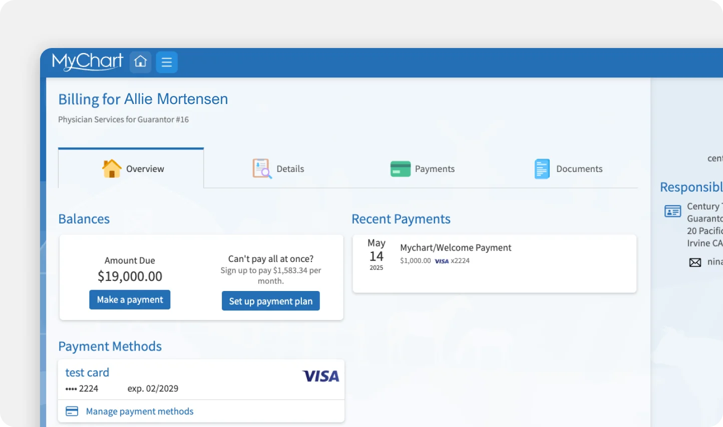 Mychart self pay portal billing