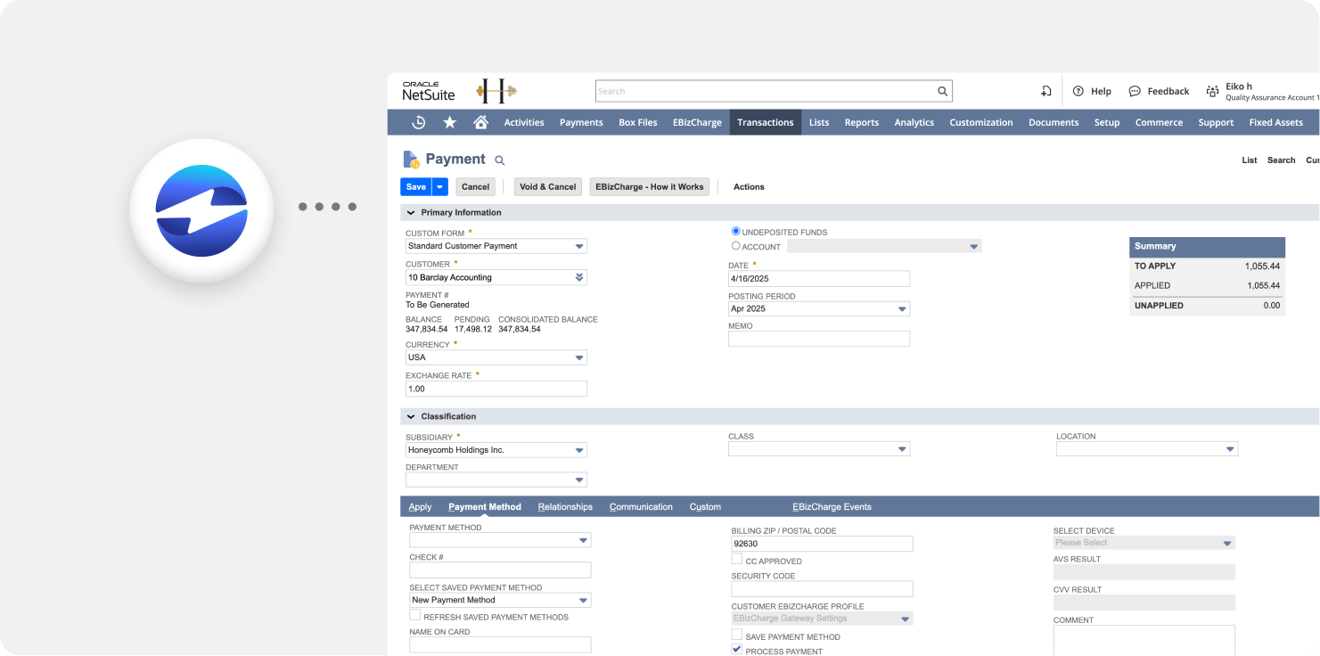 Payments post straight to NetSuite