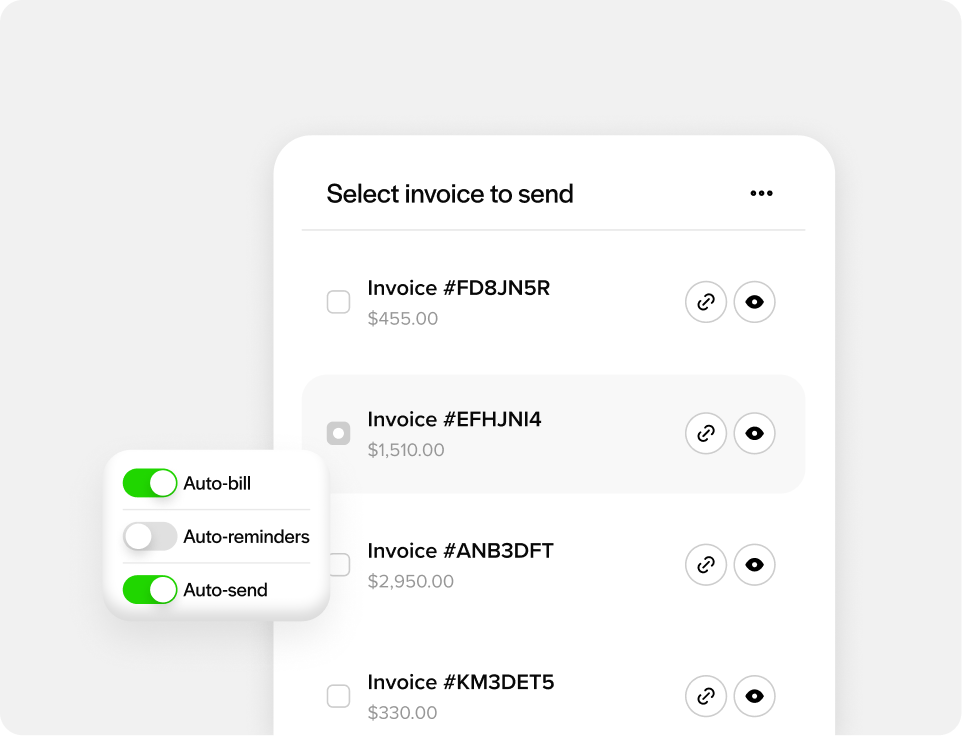 Send payment links individually or in bulk