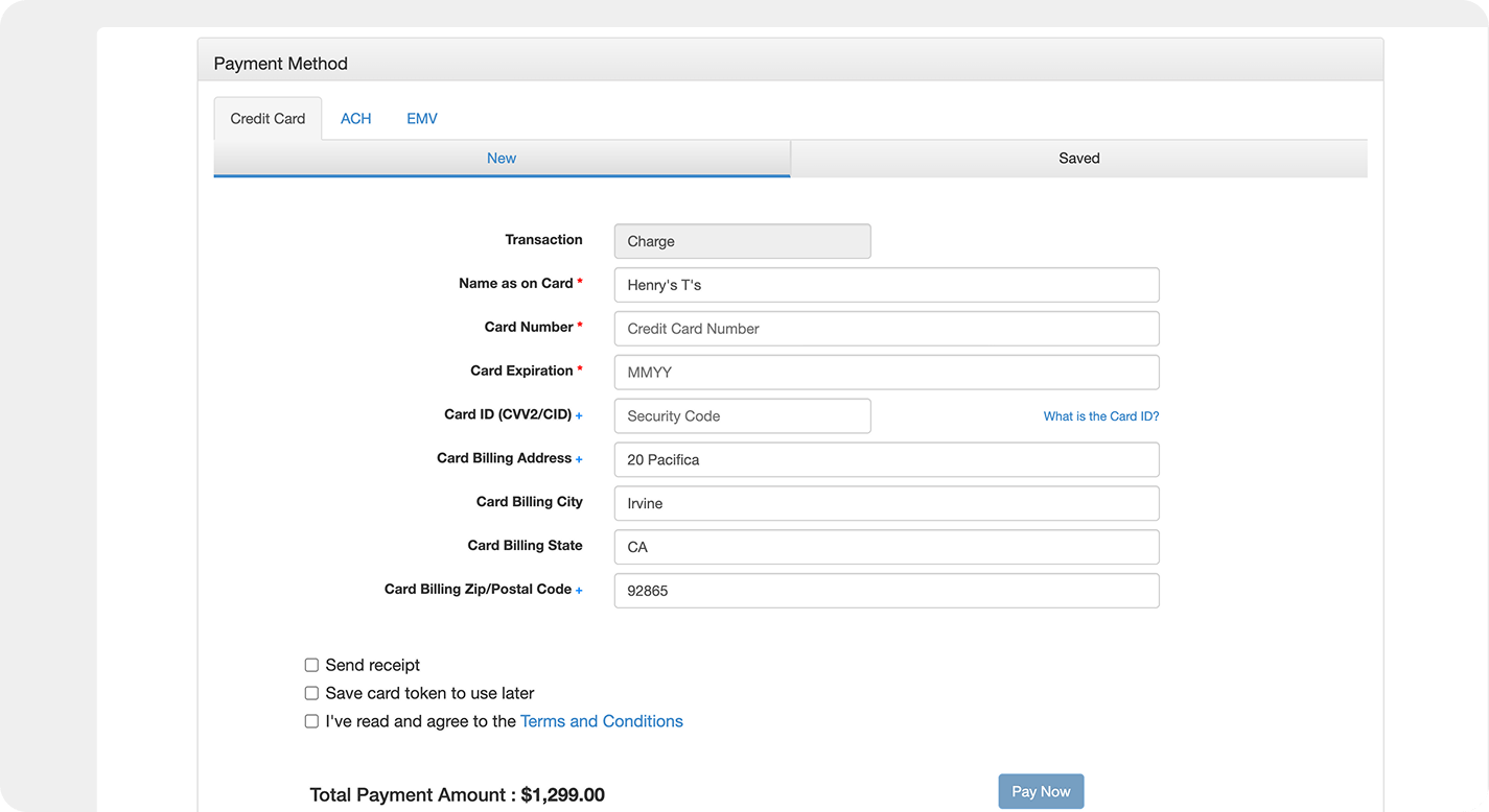 Zoho crm payment method