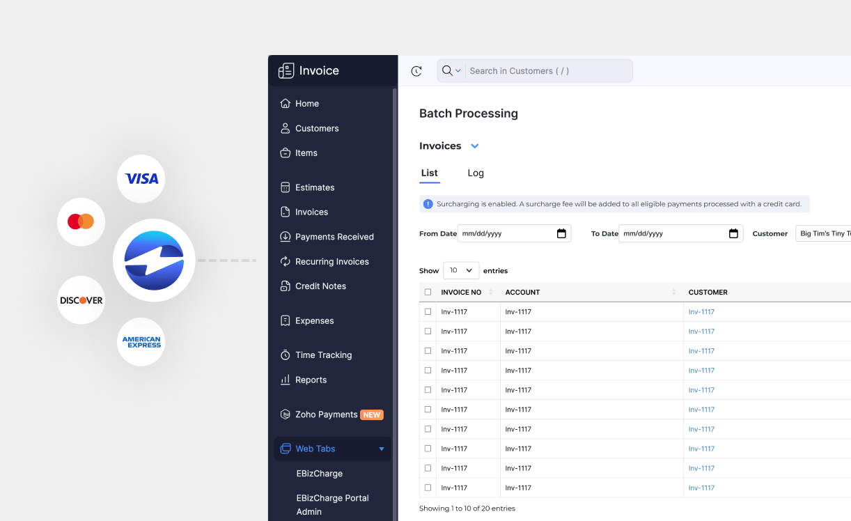 Zoho invoice payment processing