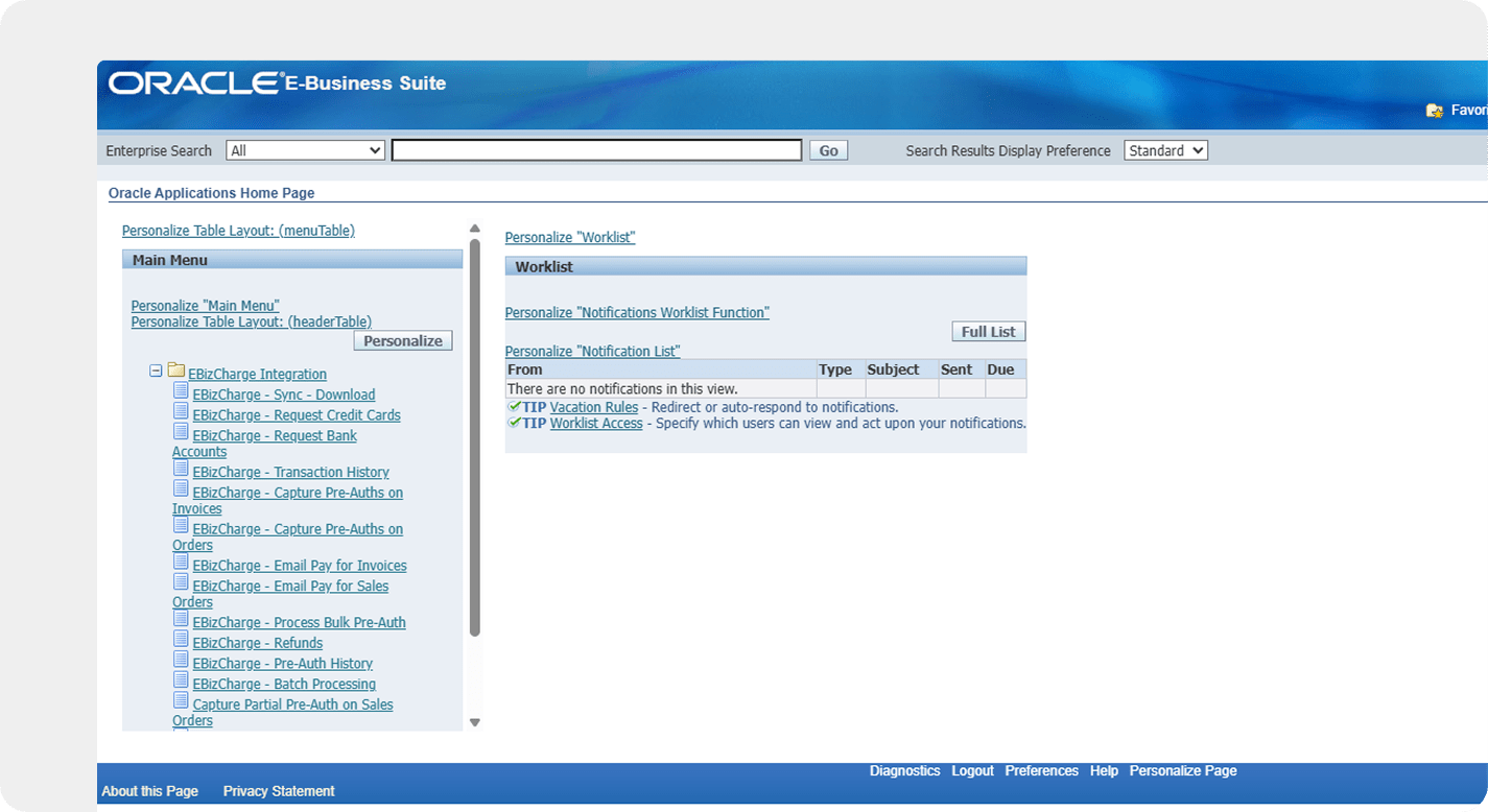Oracle EBS Financials integration