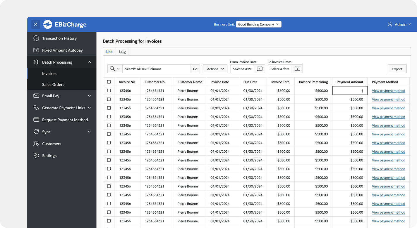 Oracle fusion batch processing