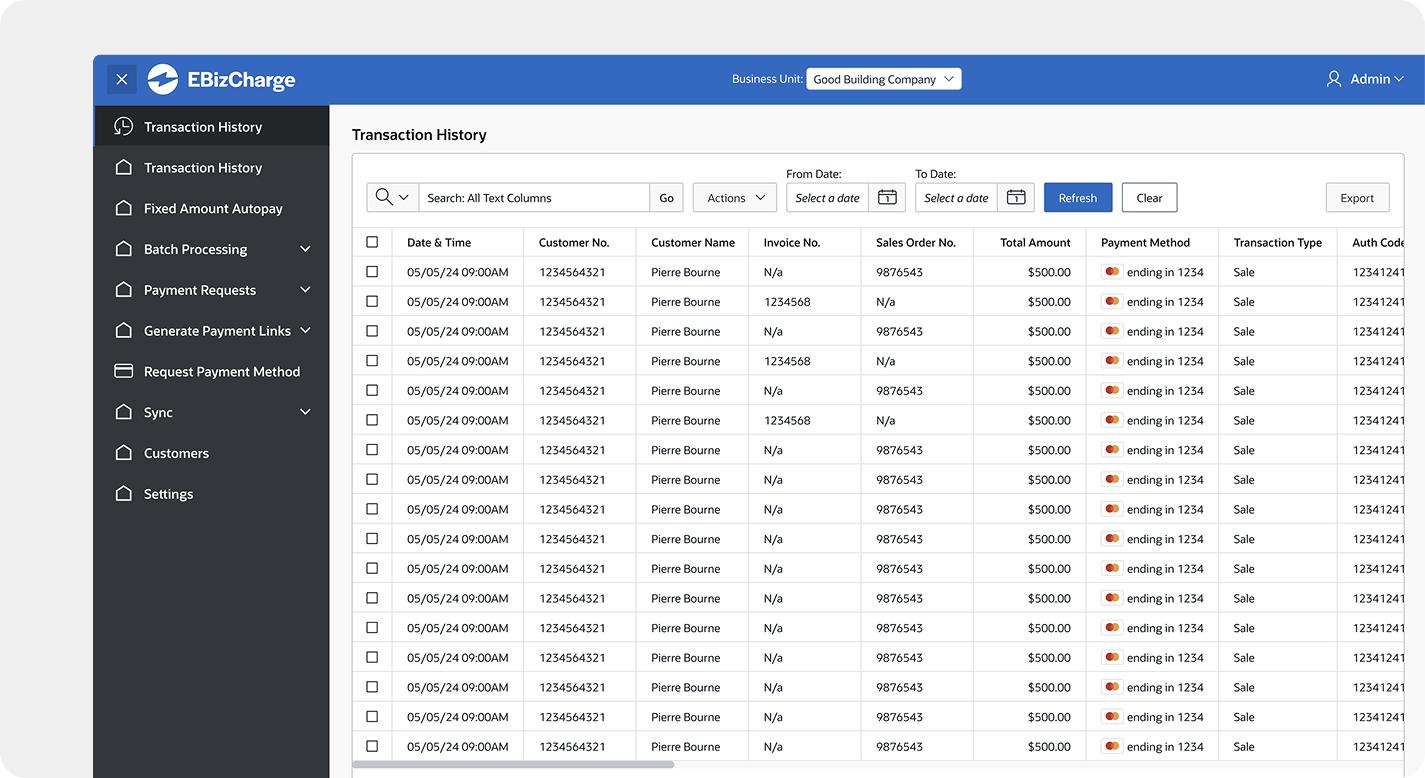 Oracle fusion transaction history