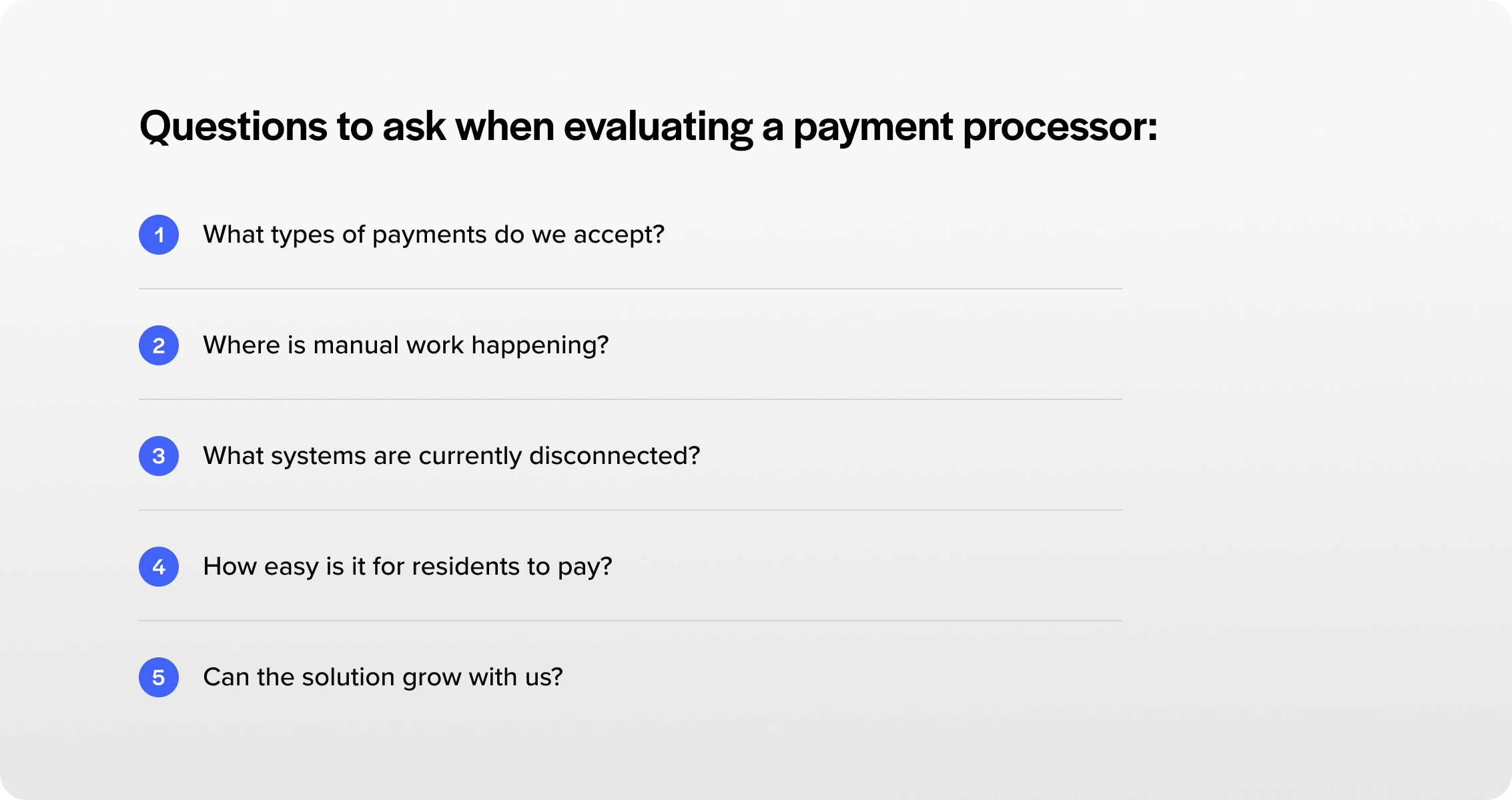 Questions to ask when evaluating a payment processor-
